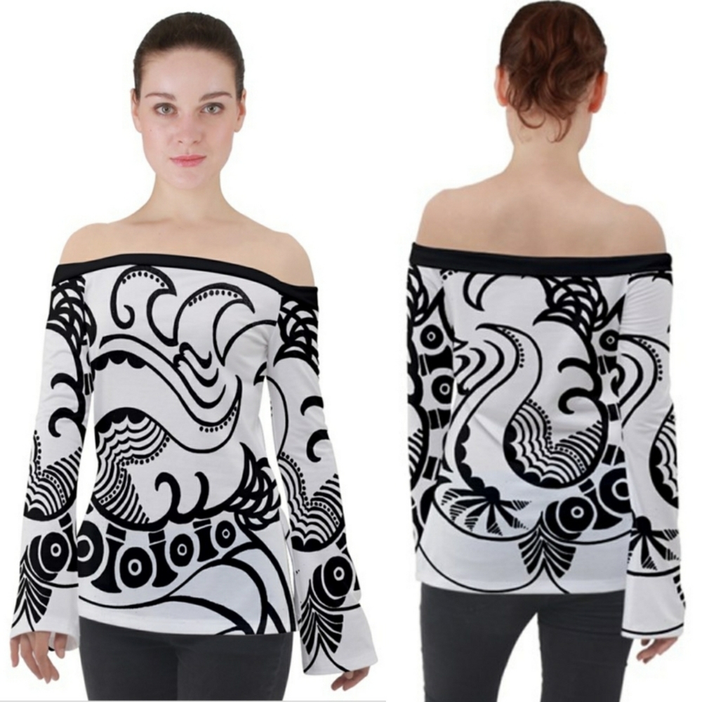 "A Lined" Long Sleeve Off-Shoulder Shirt